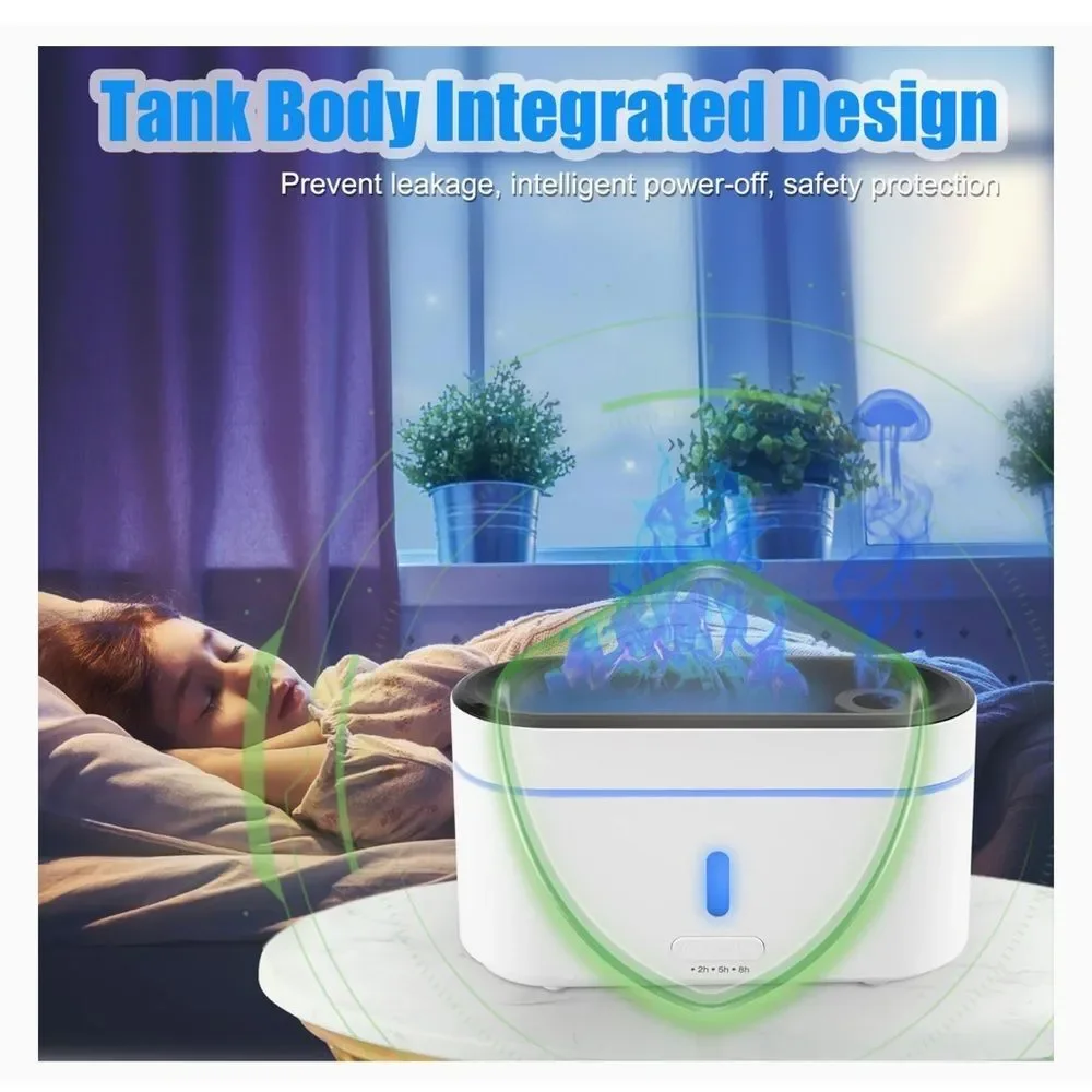 Diffuser Aromatherapy LED Flames Humidifier Mist Mode Decor Essential Oils FC5
